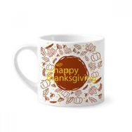Dıythinker 170 ml Beyaz Happy Şükran Günü İllüstrasyon Desenli Mini Kahve Seramik Kupa