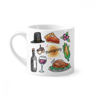 Dıythinker 170 ml Beyaz Happy Şükran Günü Suluboya Desenli Mini Kahve Seramik Kupa