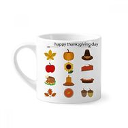 Dıythinker 170 ml Beyaz Happy Şükran Günü Yiyecek Desenli Mini Kahve Seramik Kupa