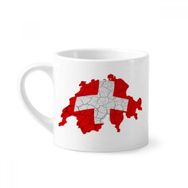Dıythinker 170 ml Beyaz Haritası İsviçre Soyut Bayrak Desenli Mini Kahve Seramik Kupa
