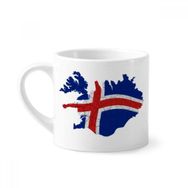 Dıythinker 170 ml Beyaz Haritası İzlanda Soyut Bayrak Desenli Mini Kahve Seramik Kupa