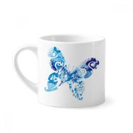Dıythinker 170 ml Beyaz Hayvan Gökyüzü Mavi Kelebek Çırpıcı Grafiti Mini Kahve Seramik Kupa