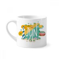 Dıythinker 170 ml Beyaz Haziran Ayı Sezon İllüstrasyon Mini Kahve Seramik Kupa