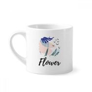 Dıythinker 170 ml Beyaz Heaven Soyut Bitkiler Sanat Desenli Mini Kahve Seramik Kupa