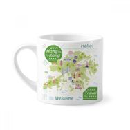 Dıythinker 170 ml Beyaz Hello Welcome to Hong Kong'a Hoş Geldiniz Çin Mini Kahve Seramik Kupa
