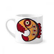 Dıythinker 170 ml Beyaz Hint Soyut Sanat Çizimi Piranha Amazon Mini Kahve Seramik Kupa