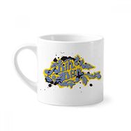 Dıythinker 170 ml Beyaz Hip-Hop Rock And Roll Çöp Kutusu Desenli Mini Kahve Seramik Kupa