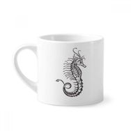 Dıythinker 170 ml Beyaz Hippocampus Deniz Yaşamı İllüstrasyon Mini Kahve Seramik Kupa