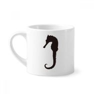 Dıythinker 170 ml Beyaz Hippocampus Deniz Yaşamı Siyah Silüet Mini Kahve Seramik Kupa