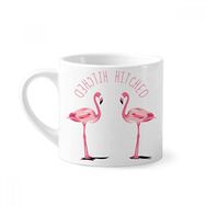 Dıythinker 170 ml Beyaz Hitched Flamingo çift Mini Kahve Seramik Kupa