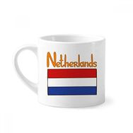 Dıythinker 170 ml Beyaz Hollanda Ulusal Bayrak Desenli Mini Kahve Seramik Kupa
