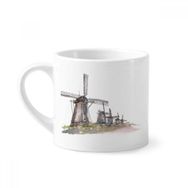 Dıythinker 170 ml Beyaz Hollanda'da Yel Değirmeni Mini Kahve Seramik Kupa