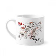 Dıythinker 170 ml Beyaz Hong Kong Yerel Haritası Mini Kahve Seramik Kupa