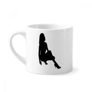Dıythinker 170 ml Beyaz Hot Woman Squats Silüeti Mini Kahve Seramik Kupa