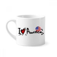 Dıythinker 170 ml Beyaz I Love America Dünya Bayrağı Kalp Mini Kahve Seramik Kupa