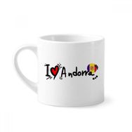 Dıythinker 170 ml Beyaz I Love Andorra Kelime Bayrağı Aşk Kalp İllüstrasyon Mini Kahve Seramik Kupa