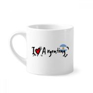 Dıythinker 170 ml Beyaz I Love Argenting Kelime Bayrağı Aşk Kalp İllüstrasyon Mini Kahve Seramik Kupa