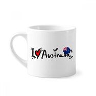 Dıythinker 170 ml Beyaz I Love Australia Dünya Bayrağı Kalp Mini Kahve Seramik Kupa