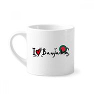 Dıythinker 170 ml Beyaz I Love Bangladeş Kelime Bayrağı Aşk Kalp İllüstrasyon Mini Kahve Seramik Kupa