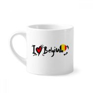 Dıythinker 170 ml Beyaz I Love Belçika Kelime Bayrağı Aşk Kalp İllüstrasyon Mini Kahve Seramik Kupa