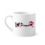 Dıythinker 170 ml Beyaz I Love Danimarka Kelime Bayrağı Aşk Kalp İllüstrasyon Mini Kahve Seramik Kupa