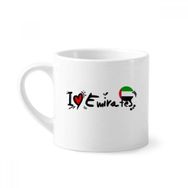 Dıythinker 170 ml Beyaz I Love Emirates Kelime Bayrağı Aşk Kalp İllüstrasyon Mini Kahve Seramik Kupa