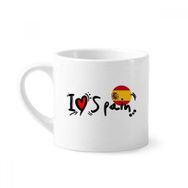 Dıythinker 170 ml Beyaz I Love İspanya Kelime Bayrağı Aşk Kalp İllüstrasyon Mini Kahve Seramik Kupa