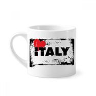 Dıythinker 170 ml Beyaz I Love Italy Kelime Aşk Kalp Dikdörtgen Mini Kahve Seramik Kupa