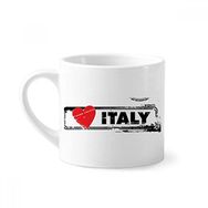 Dıythinker 170 ml Beyaz I Love Italy Kelime Aşk Kalp İllüstrasyon Mini Kahve Seramik Kupa