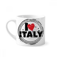 Dıythinker 170 ml Beyaz I Love Italy Kelime Aşk Kalp Yuvarlak Damga Mini Kahve Seramik Kupa