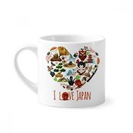 Dıythinker 170 ml Beyaz I Love Japan Sushi İllüstrasyon Mini Kahve Seramik Kupa