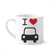 Dıythinker 170 ml Beyaz I Love Kırmızı Kalp Araba Desenli Mini Kahve Seramik Kupa