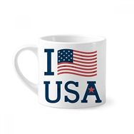 Dıythinker 170 ml Beyaz I Love USA Amerika Bayrağı Kültür Mini Kahve Seramik Kupa