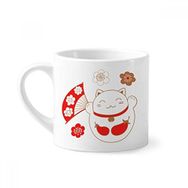 Dıythinker 170 ml Beyaz Japan Lucky Fortune Kedi Çiçek Bakır Mini Kahve Seramik Kupa