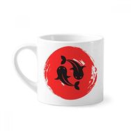 Dıythinker 170 ml Beyaz Japon Balığı Soyut Fırça Japon Mini Kahve Seramik Kupa