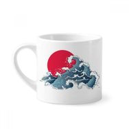 Dıythinker 170 ml Beyaz Japon Kırmızı Güneş Deniz Suluboya Mini Kahve Seramik Kupa