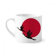 Dıythinker 170 ml Beyaz Japon Kırmızı Siyah Uçan Kazlar Mini Kahve Seramik Kupa