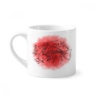 Dıythinker 170 ml Beyaz Japon Kültürü Japon Balığı İllüstrasyon Mini Kahve Seramik Kupa