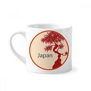 Dıythinker 170 ml Beyaz Japon Kültürü Kırmızı Ağaç Desenli Mini Kahve Seramik Kupa
