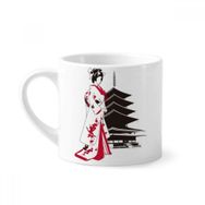 Dıythinker 170 ml Beyaz Japon Tarzı Kimono Kız Mini Kahve Seramik Kupa