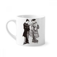 Dıythinker 170 ml Beyaz Japonya Eskizi Japon Tarzı Sanat Mini Kahve Seramik Kupa