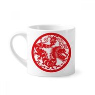 Dıythinker 170 ml Beyaz Kağıt Kesimli Ejderha Hayvan Çin Zodyak Sanatı Mini Kahve Seramik Kupa