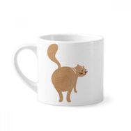 Dıythinker 170 ml Beyaz Kahverengi Sevimli Kedi Yürüyüş Hayvan Mini Kahve Seramik Kupa