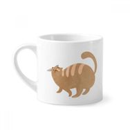 Dıythinker 170 ml Beyaz Kahverengi Şişman Kedi Hayvan Suluboya Mini Kahve Seramik Kupa