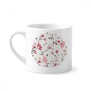 Dıythinker 170 ml Beyaz Kalliopsis Pembe Çiçek Bitki Yaprakları Mini Kahve Seramik Kupa