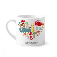 Dıythinker 170 ml Beyaz Kalp Deve Lira Ulusal Bayrağı Hindistan Cevizi Ağacı Mini Kahve Seramik Kupa
