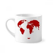 Dıythinker 170 ml Beyaz Kalp Kırmızı Dünya Haritası Sevgililer Günü Mini Kahve Seramik Kupa