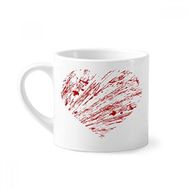 Dıythinker 170 ml Beyaz Kalp Kırmızı Sevgililer Günü Damla Mini Kahve Seramik Kupa