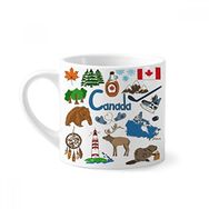 Dıythinker 170 ml Beyaz Kanada Landscap Hayvanlar Ulusal Bayrak Mini Kahve Seramik Kupa