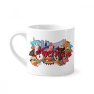 Dıythinker 170 ml Beyaz Kartal Özgürlük Burger Amerika Grafiti Mini Kahve Seramik Kupa